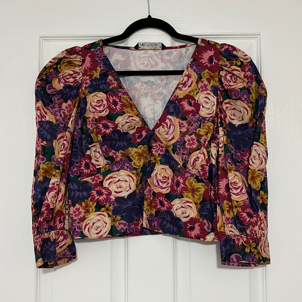 Zara Floral Long Sleeve Blouse